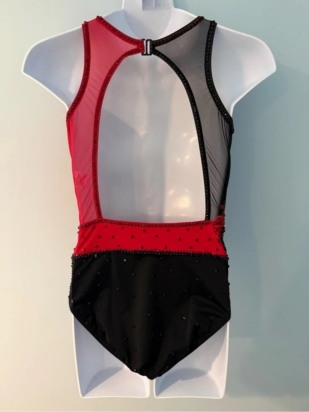 Black and red asymmetrical large child leotard